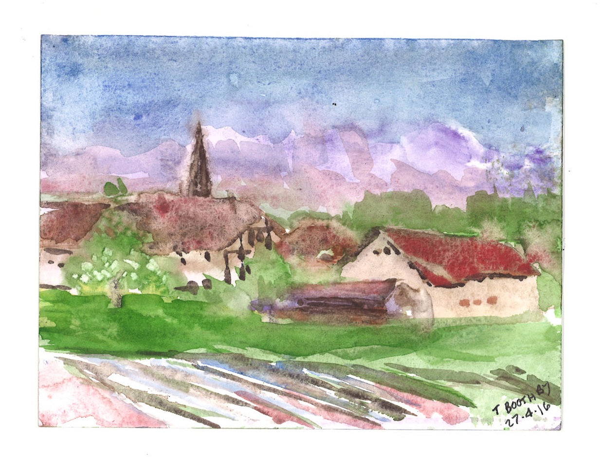 Klostergut Paradies, Aquarell von Thomas Boothby, 27. April 2016 Klostergut Paradies, Aquarell von Thomas Boothby, 27. April 2016
